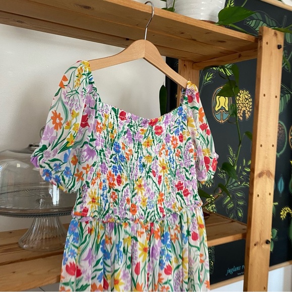 Mini Boden Colorful Smocked Floral Print Dress 7 - Picture 9 of 12